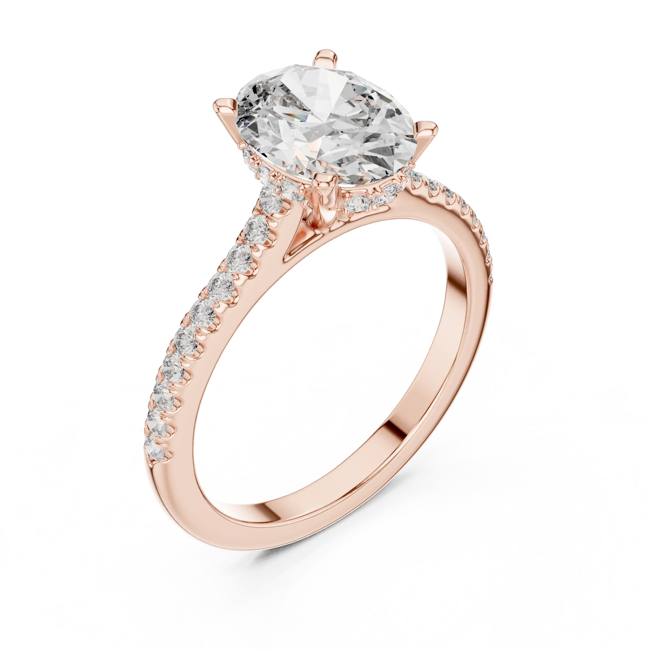 14K Gold Oval Lab Diamond Hidden Halo Wedding Ring 2.29 CT