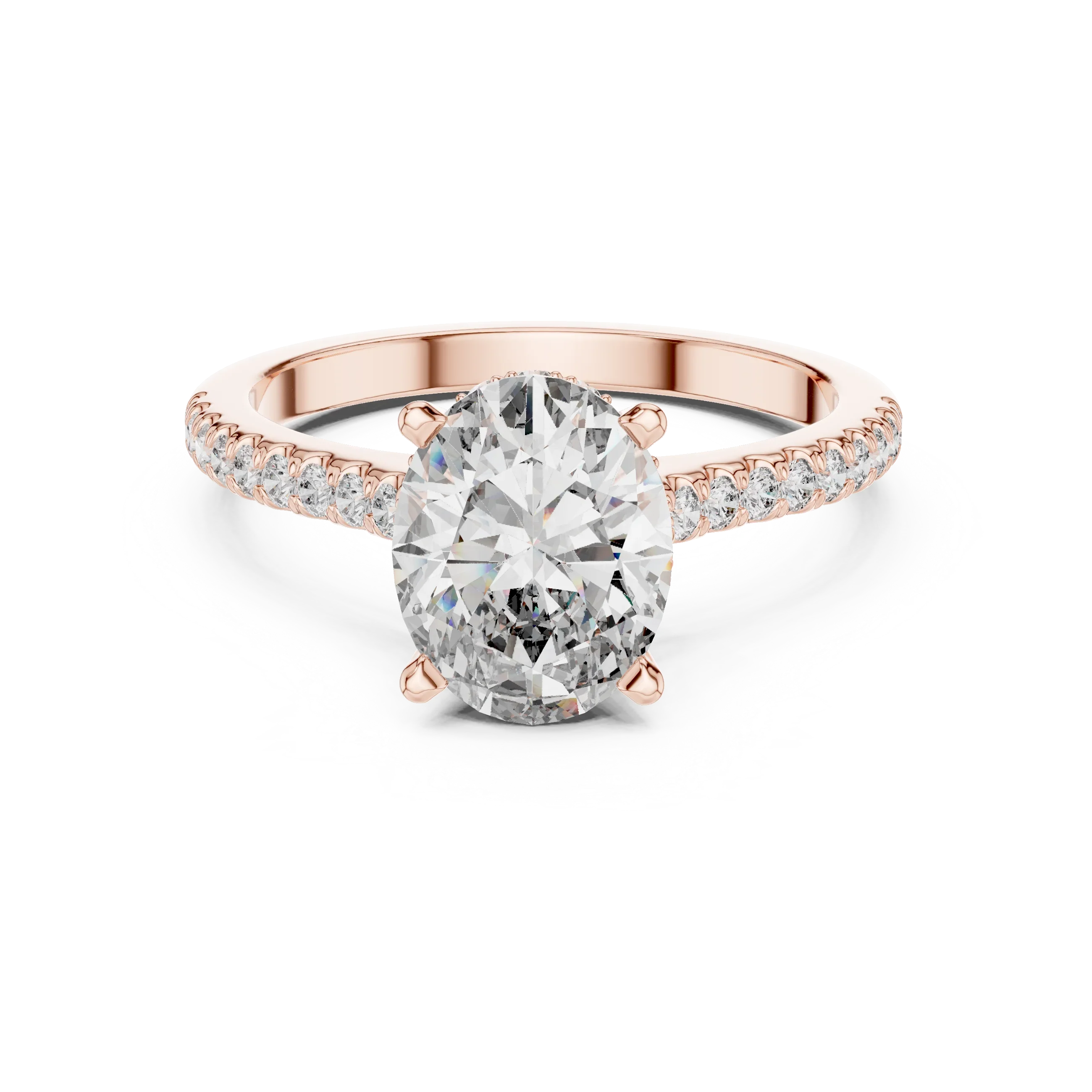 14K Gold Oval Lab Diamond Hidden Halo Wedding Ring 2.29 CT