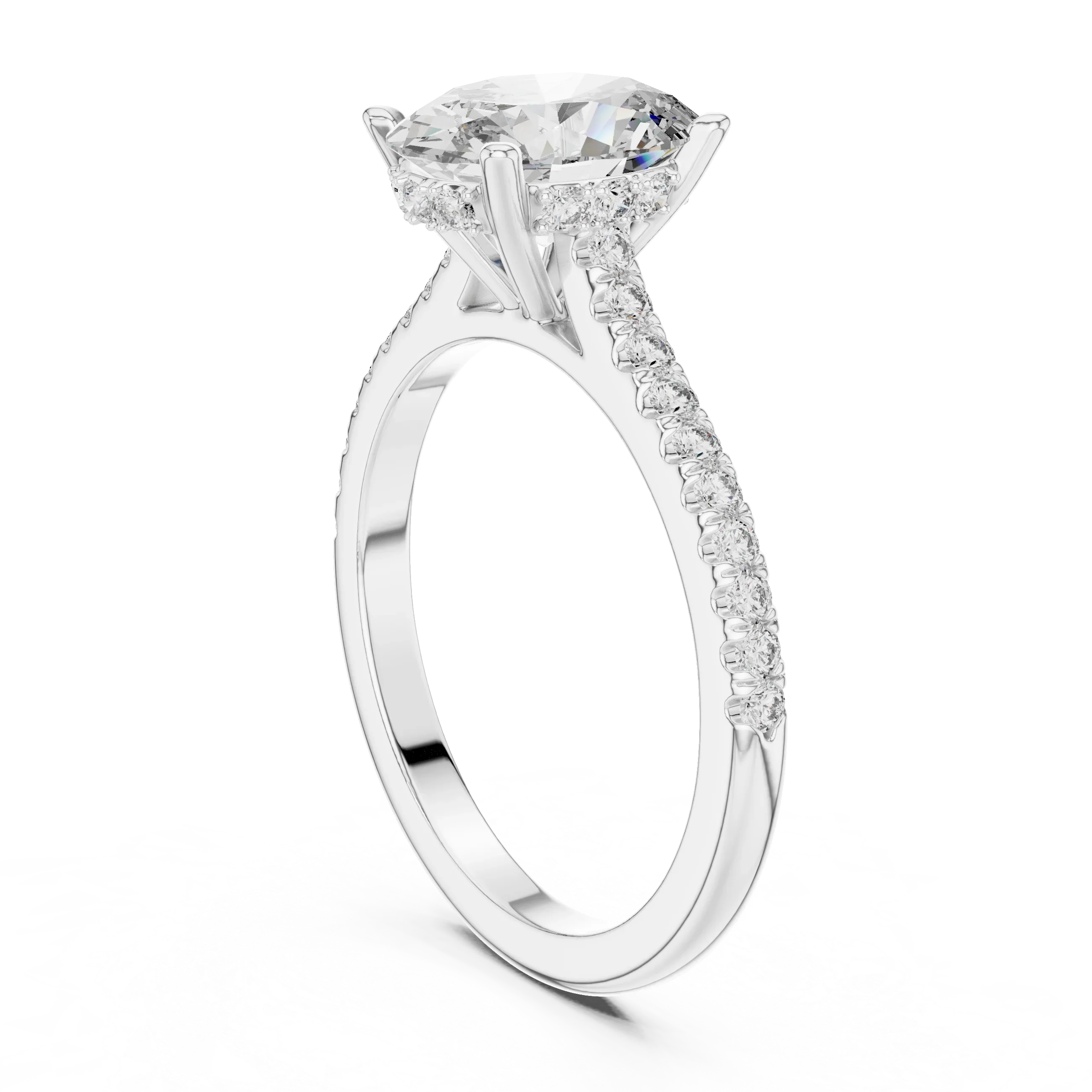 14K Gold Oval Lab Diamond Hidden Halo Wedding Ring 2.29 CT