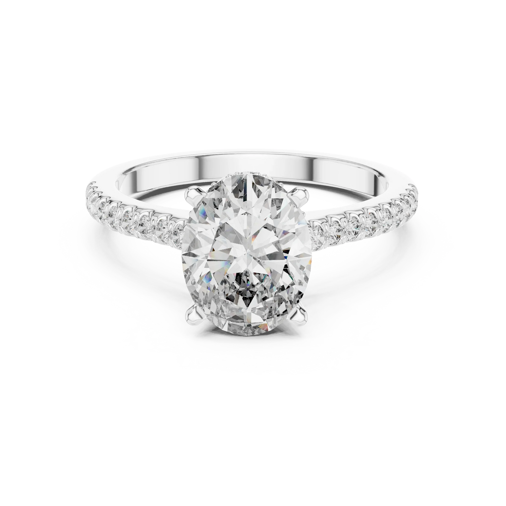 14K Gold Oval Lab Diamond Hidden Halo Wedding Ring 2.29 CT