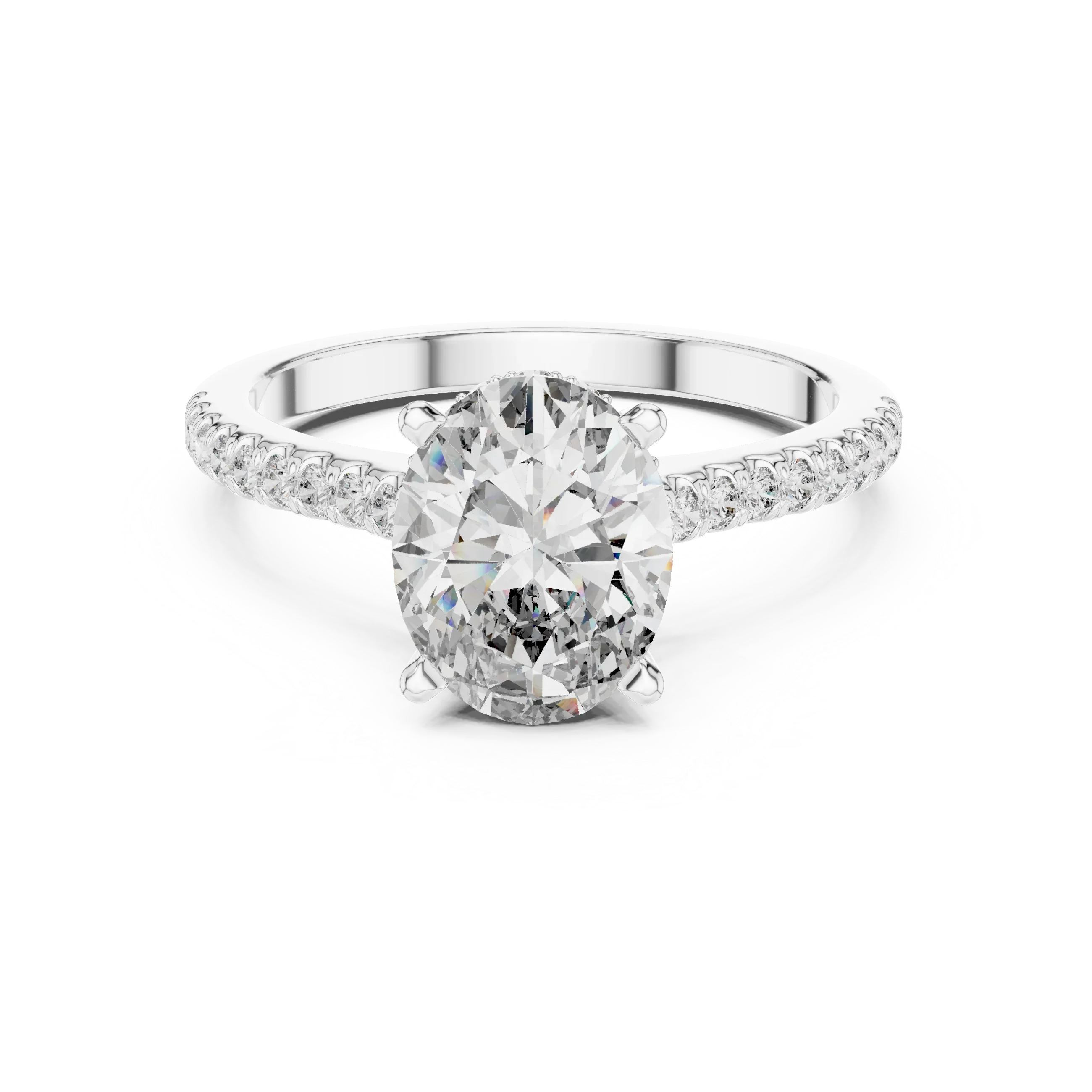 14K Gold Oval Lab Diamond Hidden Halo Wedding Ring 2.29 CT