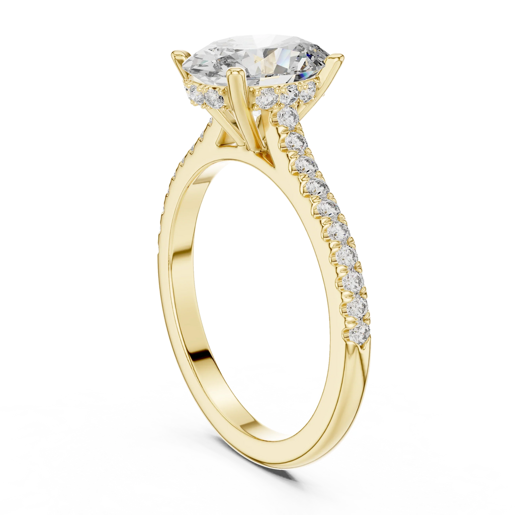14K Gold Oval Lab Diamond Hidden Halo Wedding Ring 2.29 CT