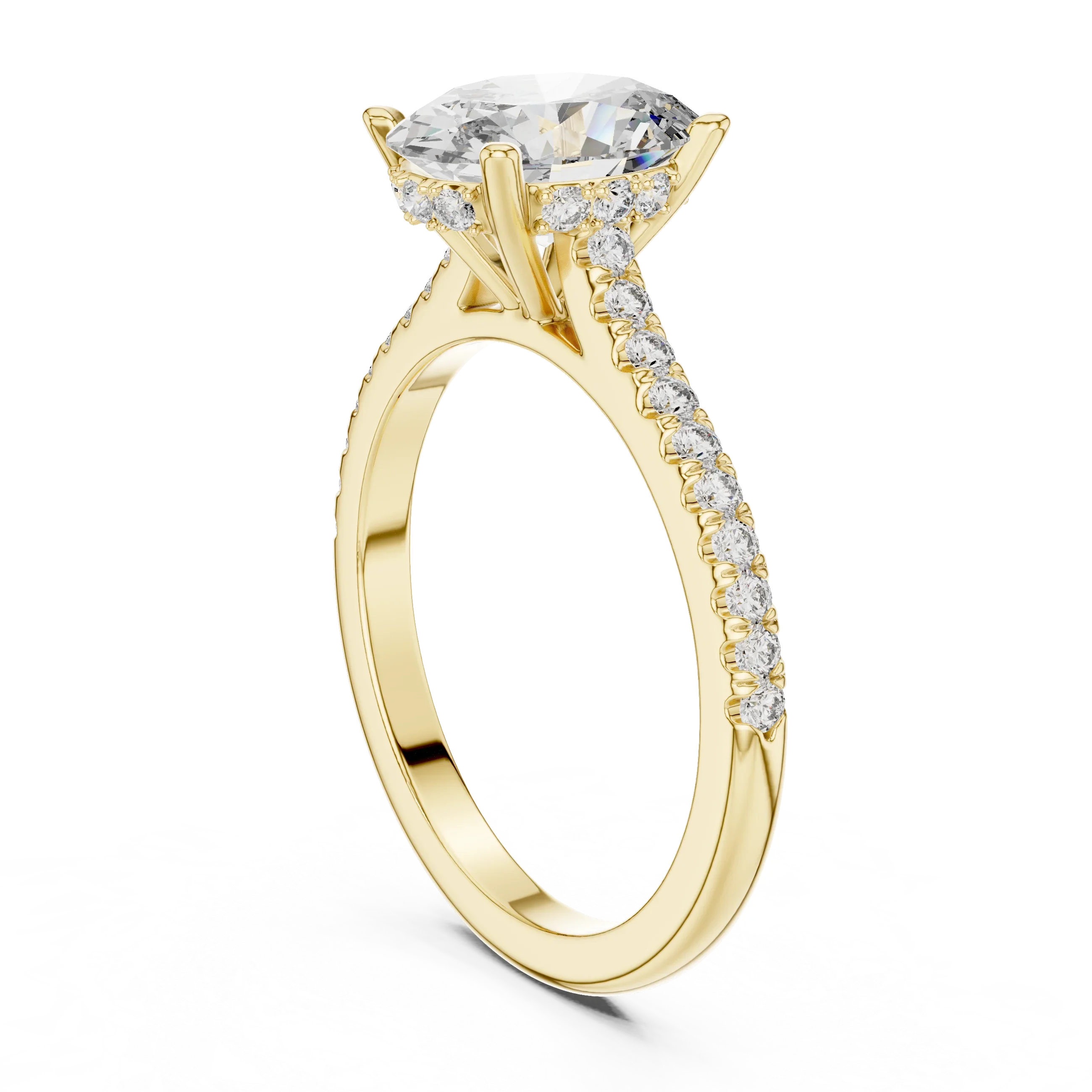 14K Gold Oval Lab Diamond Hidden Halo Wedding Ring 2.29 CT