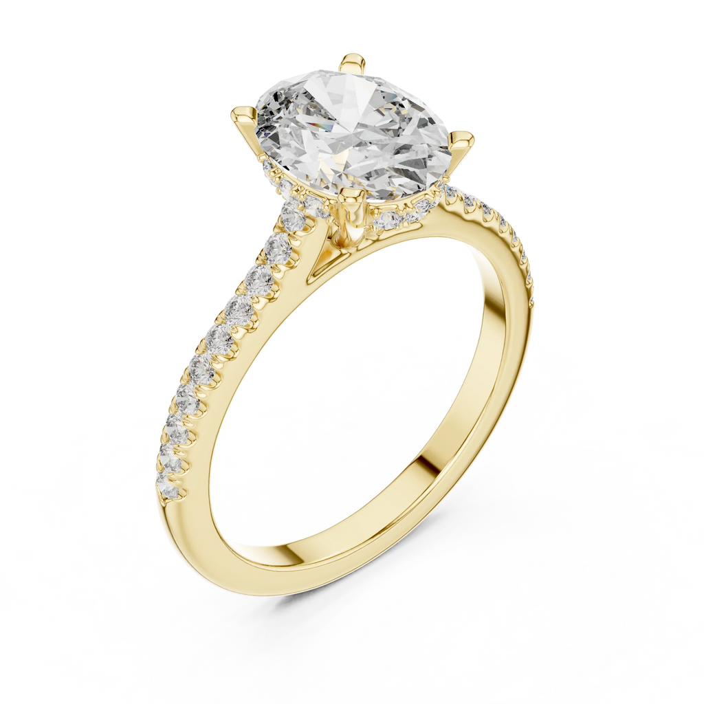 14K Gold Oval Lab Diamond Hidden Halo Wedding Ring 2.29 CT