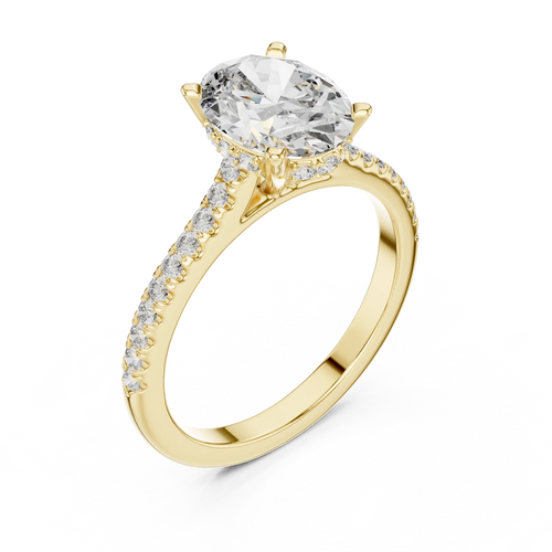 14K Gold Oval Lab Diamond Hidden Halo Wedding Ring 2.29 CT