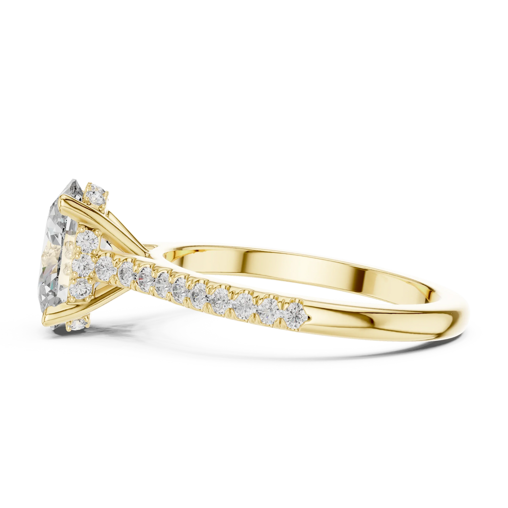 14K Gold Oval Lab Diamond Hidden Halo Wedding Ring 2.29 CT