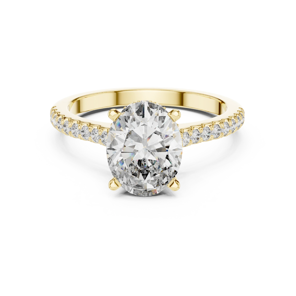 14K Gold Oval Lab Diamond Hidden Halo Wedding Ring 2.29 CT