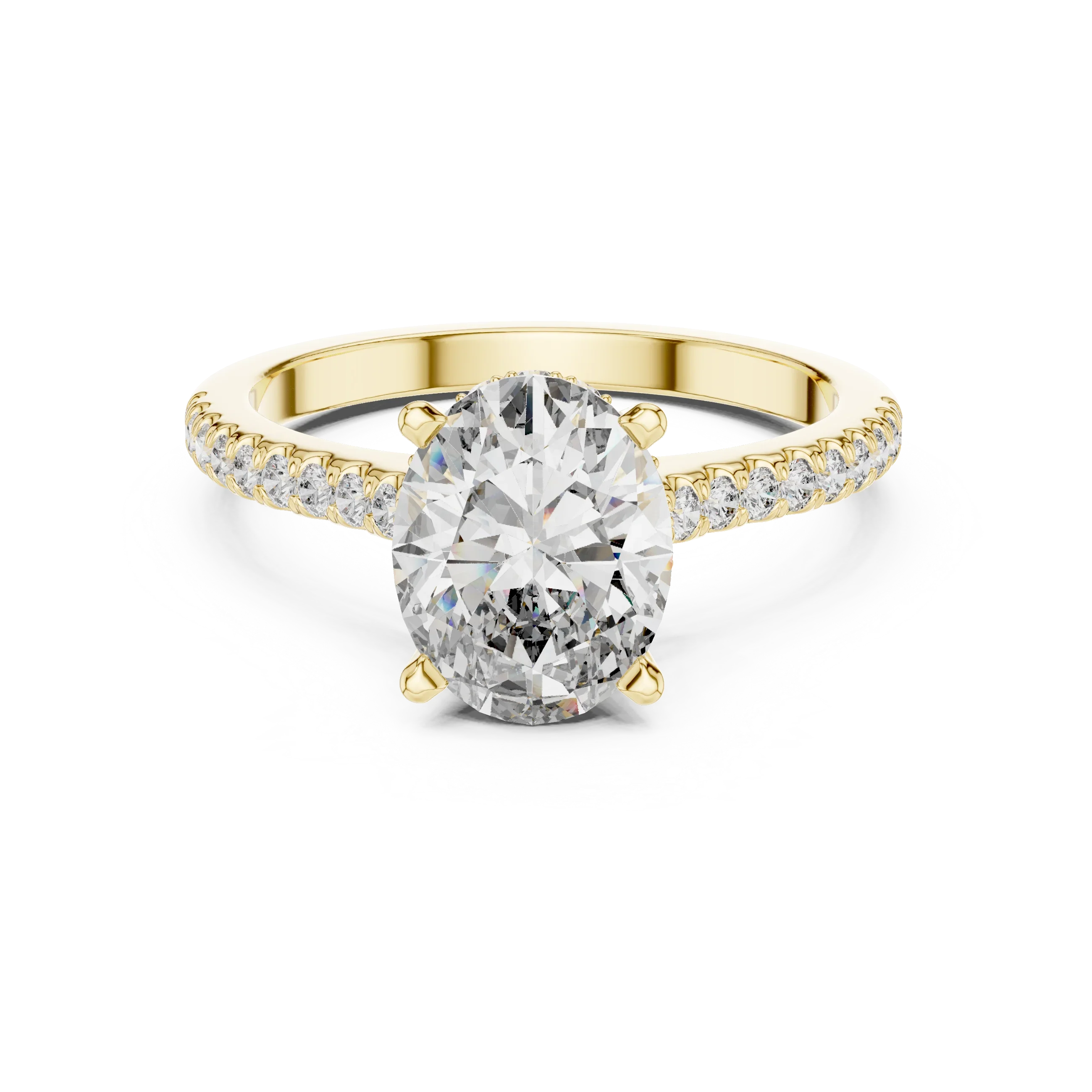 14K Gold Oval Lab Diamond Hidden Halo Wedding Ring 2.29 CT