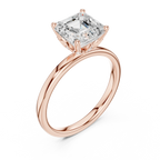 2.13 CT Asscher Cut Hidden Accent Tulip Solitaire Engagement  Ring in 14K Yellow Gold