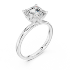 2.13 CT Asscher Cut Hidden Accent Tulip Solitaire Engagement  Ring in 14K Yellow Gold