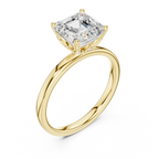 2.13 CT Asscher Cut Hidden Accent Tulip Solitaire Engagement  Ring in 14K Yellow Gold