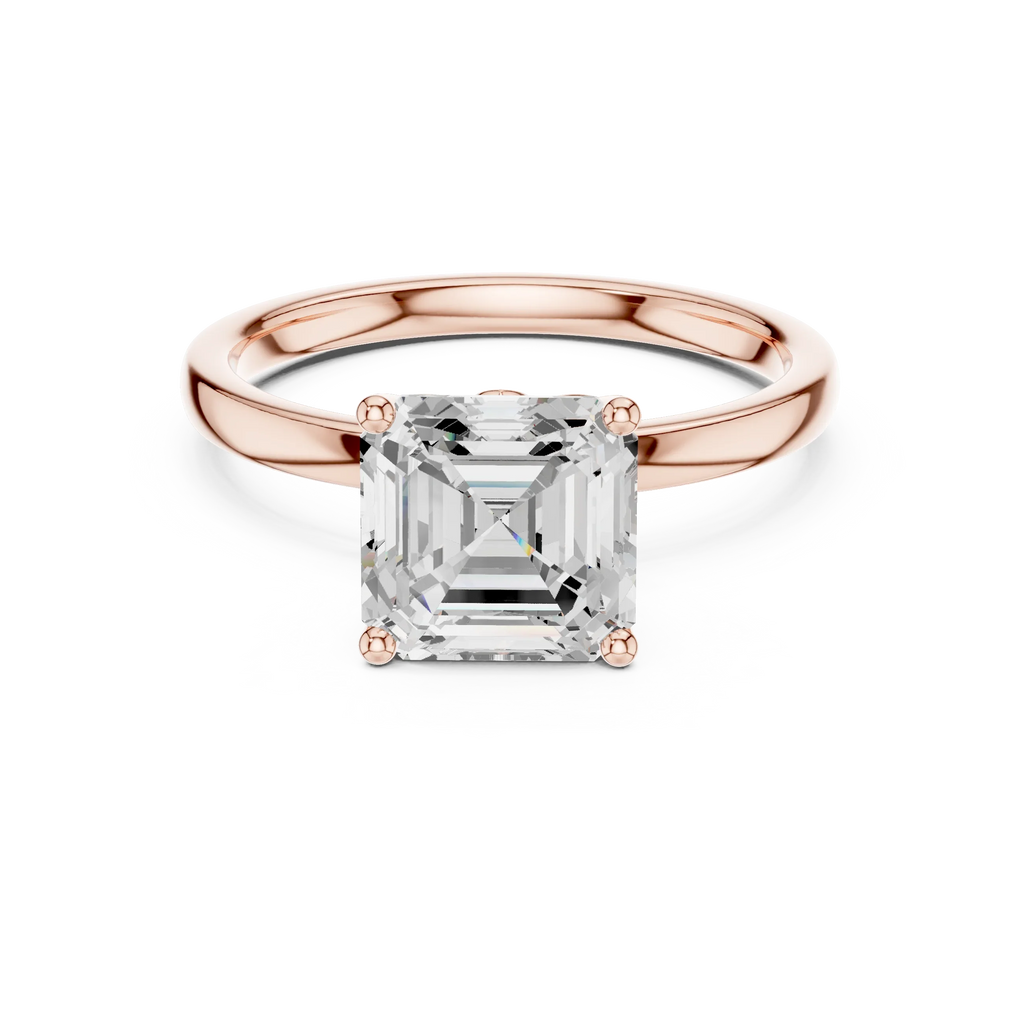 2.13 CT Asscher Cut Hidden Accent Tulip Solitaire Engagement  Ring in 14K Yellow Gold