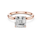 2.13 CT Asscher Cut Hidden Accent Tulip Solitaire Engagement  Ring in 14K Yellow Gold