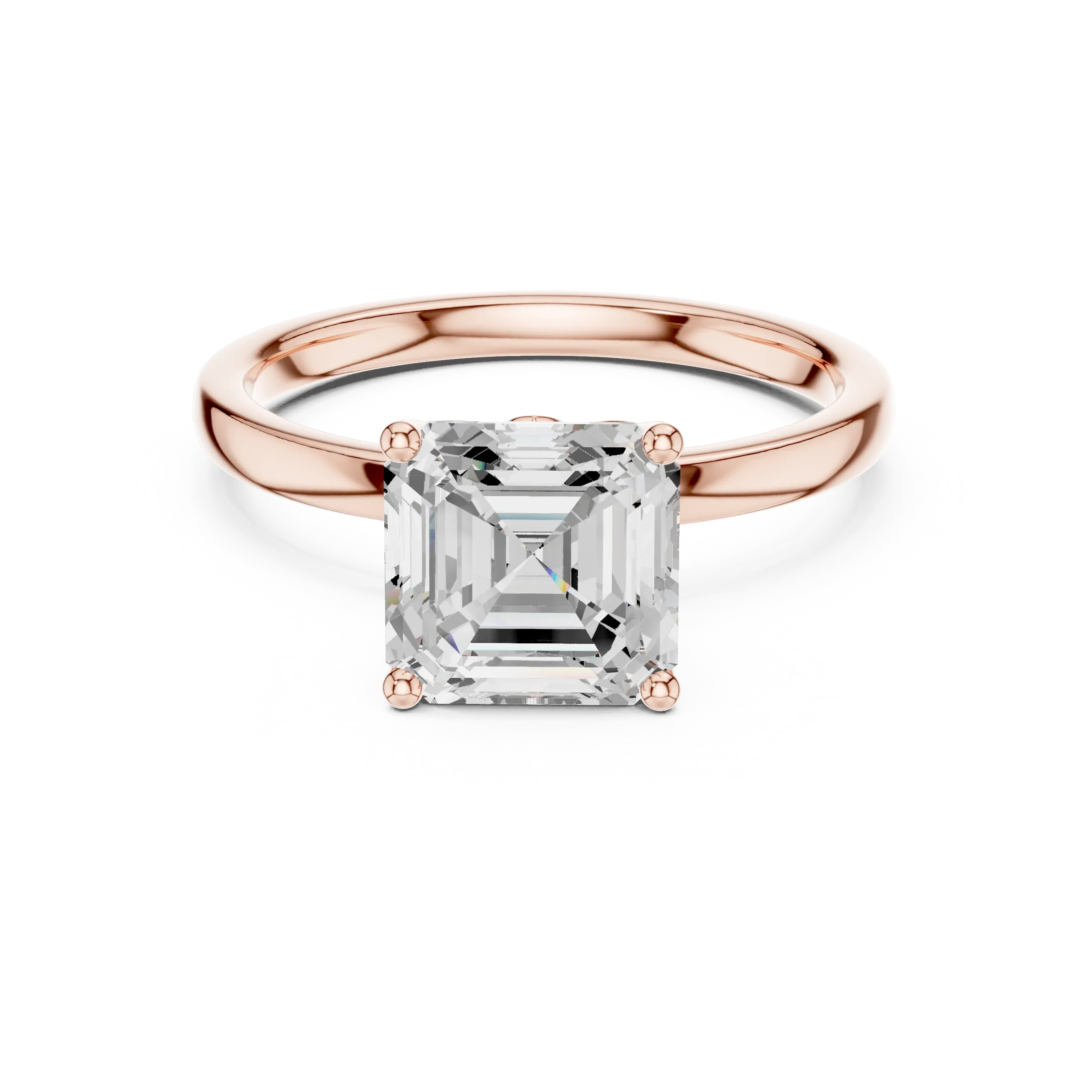 2.13 CT Asscher Cut Hidden Accent Tulip Solitaire Engagement  Ring in 14K Yellow Gold