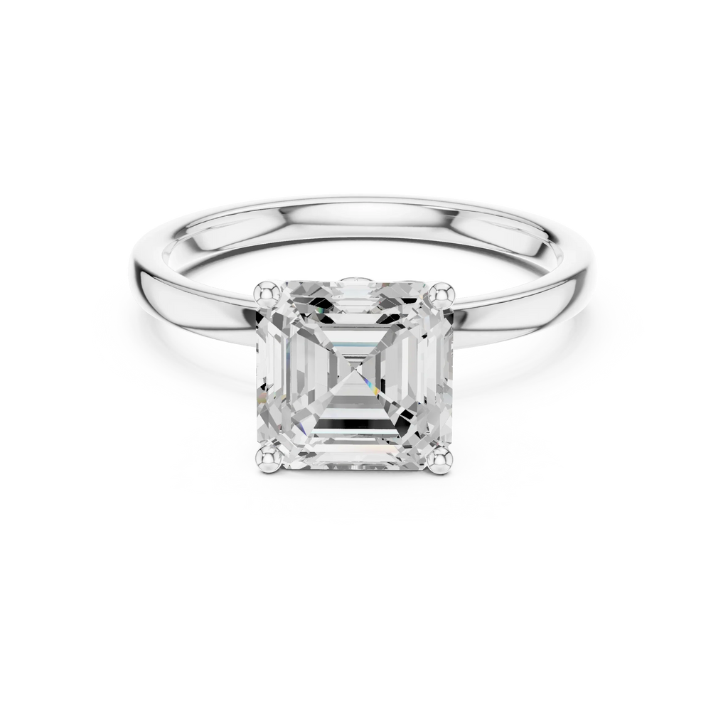 2.13 CT Asscher Cut Hidden Accent Tulip Solitaire Engagement  Ring in 14K Yellow Gold