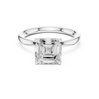 2.13 CT Asscher Cut Hidden Accent Tulip Solitaire Engagement  Ring in 14K Yellow Gold