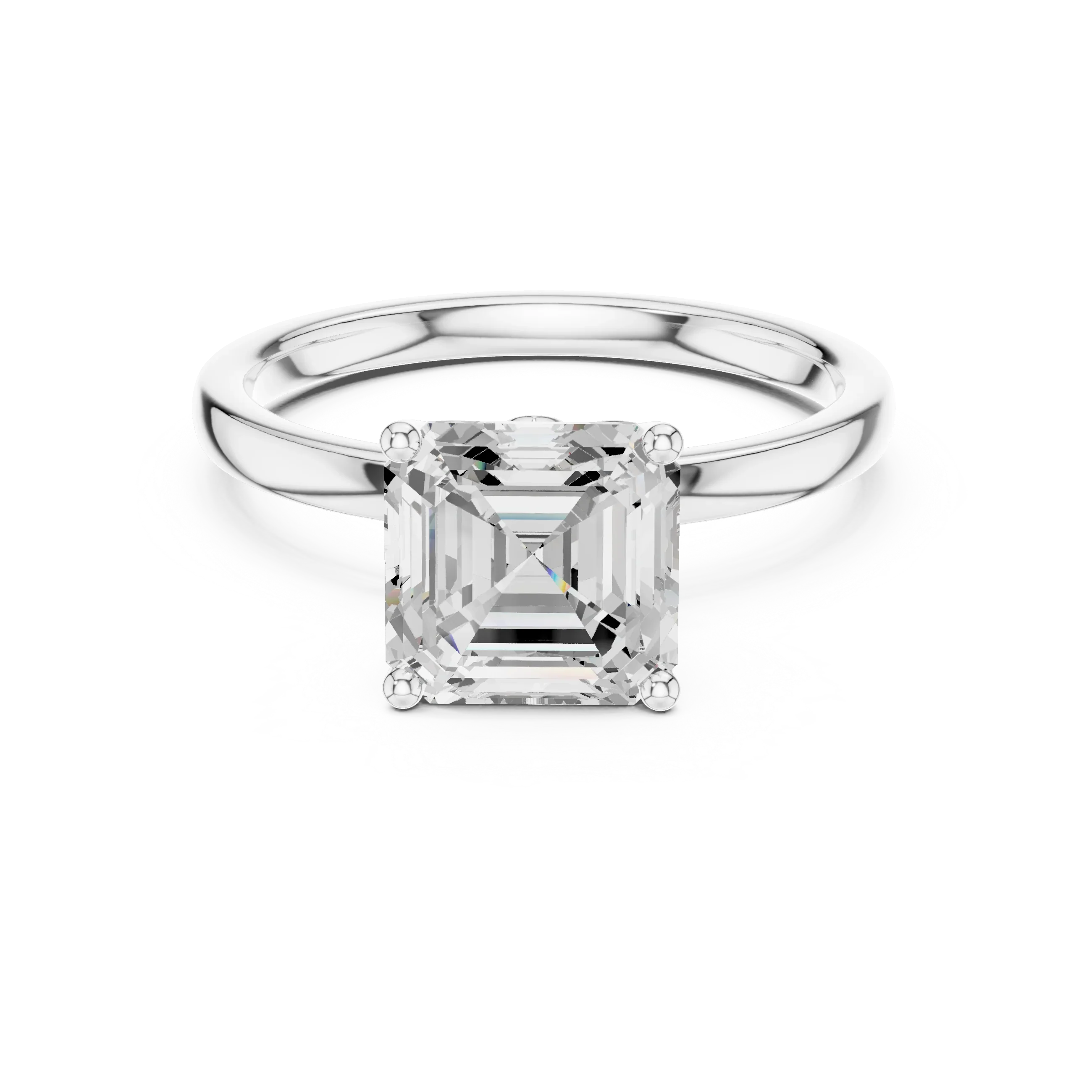 2.13 CT Asscher Cut Hidden Accent Tulip Solitaire Engagement  Ring in 14K Yellow Gold