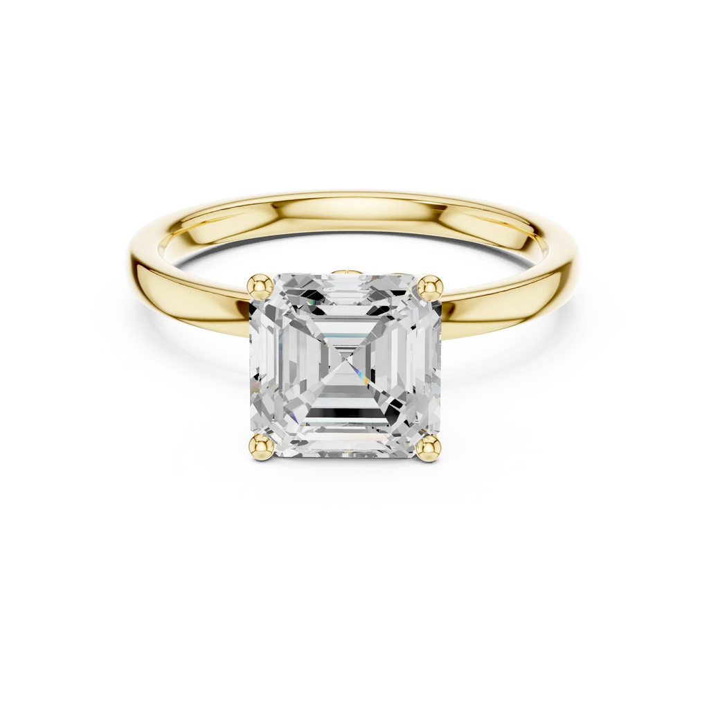 2.13 CT Asscher Cut Hidden Accent Tulip Solitaire Engagement  Ring in 14K Yellow Gold