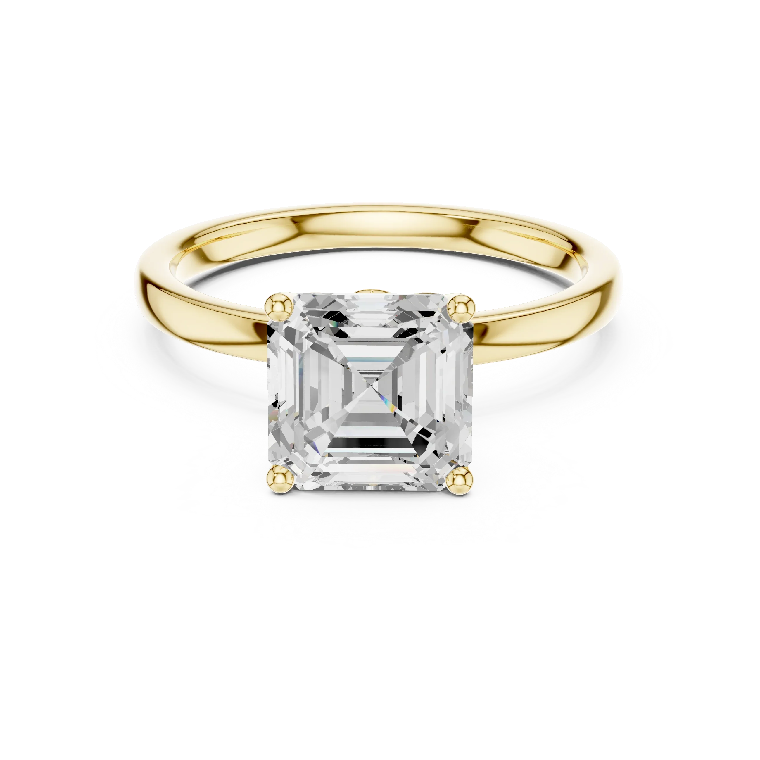 2.13 CT Asscher Cut Hidden Accent Tulip Solitaire Engagement  Ring in 14K Yellow Gold