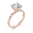 2.13 CT Cushion Cut Hidden Accent Tulip Solitaire Engagement  Ring in 14K Yellow Gold