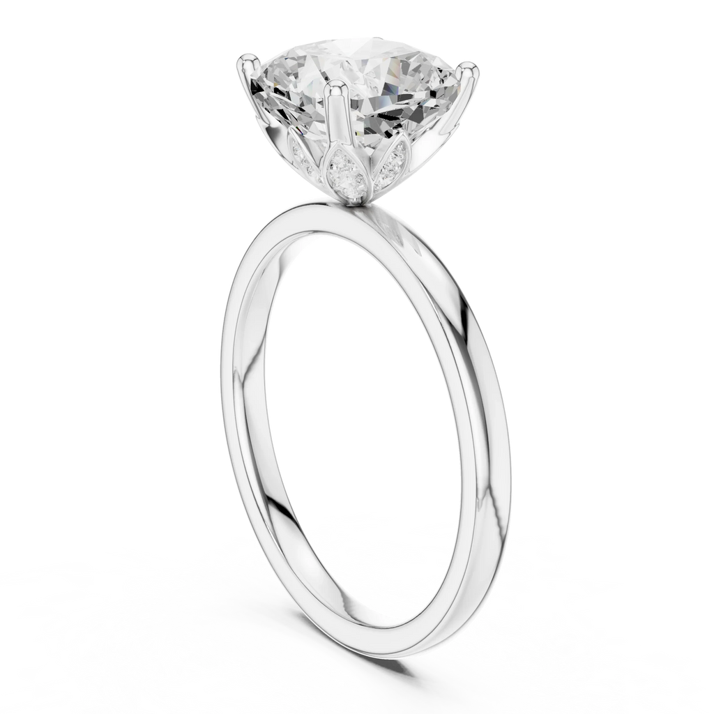 2.13 CT Cushion Cut Hidden Accent Tulip Solitaire Engagement  Ring in 14K Yellow Gold