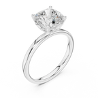 2.13 CT Cushion Cut Hidden Accent Tulip Solitaire Engagement  Ring in 14K Yellow Gold