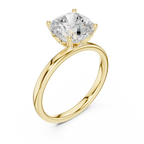 2.13 CT Cushion Cut Hidden Accent Tulip Solitaire Engagement  Ring in 14K Yellow Gold