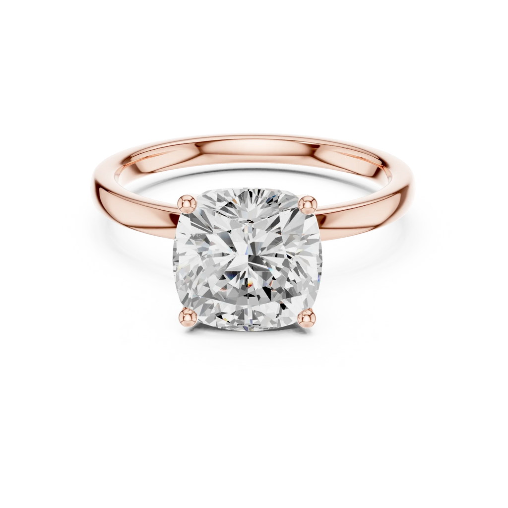 2.13 CT Cushion Cut Hidden Accent Tulip Solitaire Engagement  Ring in 14K Yellow Gold