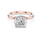 2.13 CT Cushion Cut Hidden Accent Tulip Solitaire Engagement  Ring in 14K Yellow Gold