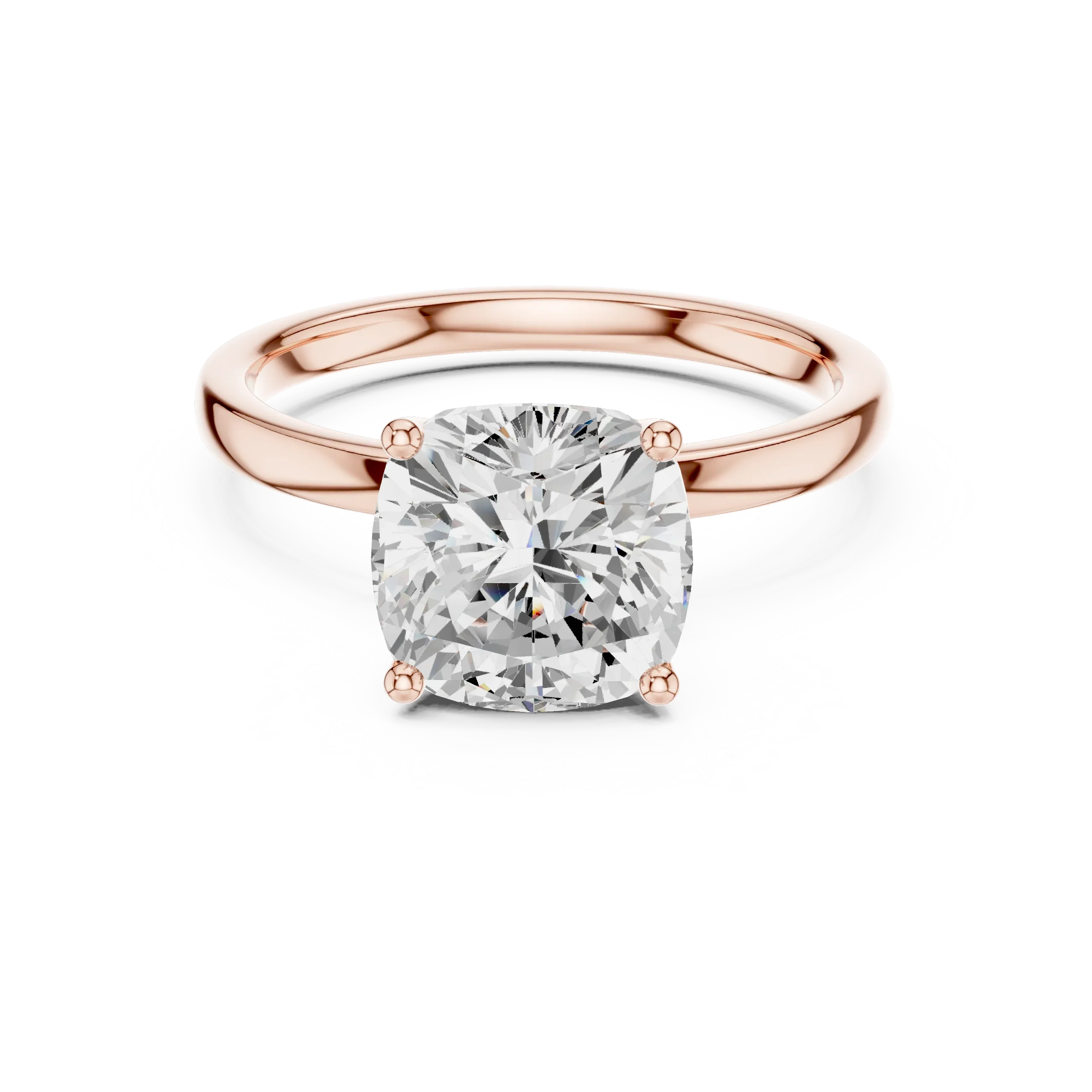 2.13 CT Cushion Cut Hidden Accent Tulip Solitaire Engagement  Ring in 14K Yellow Gold