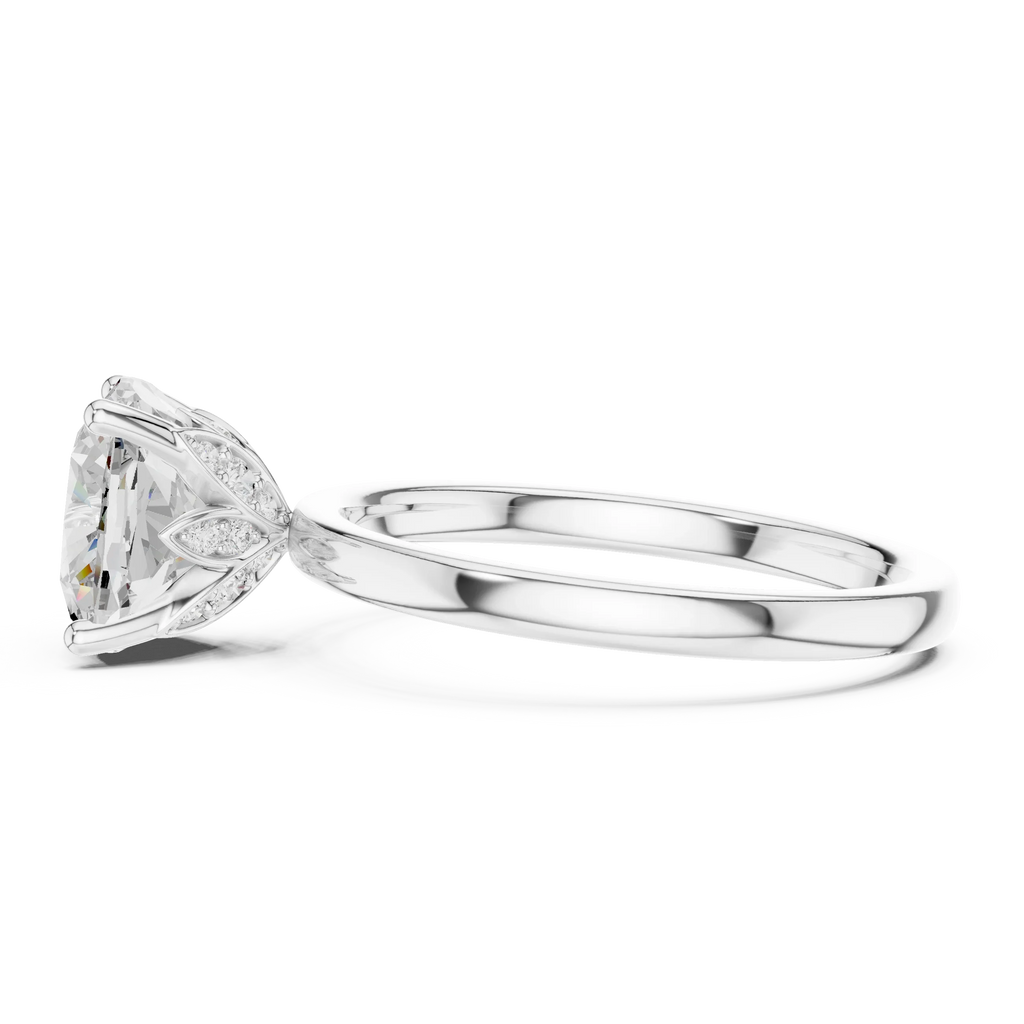 2.13 CT Cushion Cut Hidden Accent Tulip Solitaire Engagement  Ring in 14K Yellow Gold