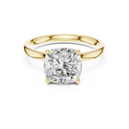 2.13 CT Cushion Cut Hidden Accent Tulip Solitaire Engagement  Ring in 14K Yellow Gold