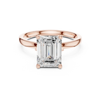 2.13 CT Emerald Cut Hidden Accent Tulip Solitaire Engagement  Ring in 14K Yellow Gold