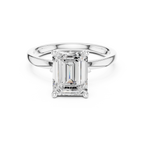 2.13 CT Emerald Cut Hidden Accent Tulip Solitaire Engagement  Ring in 14K Yellow Gold