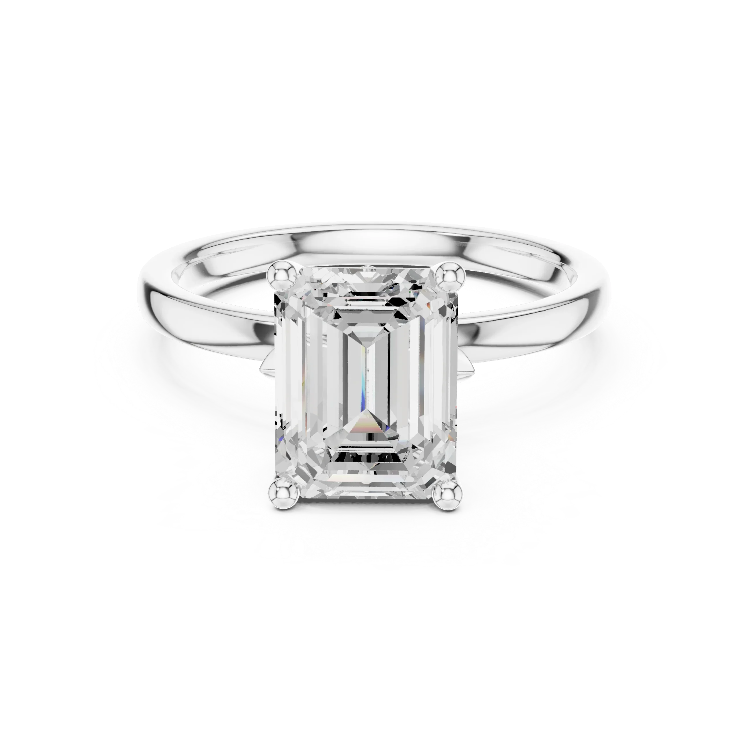 2.13 CT Emerald Cut Hidden Accent Tulip Solitaire Engagement  Ring in 14K Yellow Gold