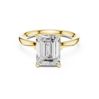 2.13 CT Emerald Cut Hidden Accent Tulip Solitaire Engagement  Ring in 14K Yellow Gold