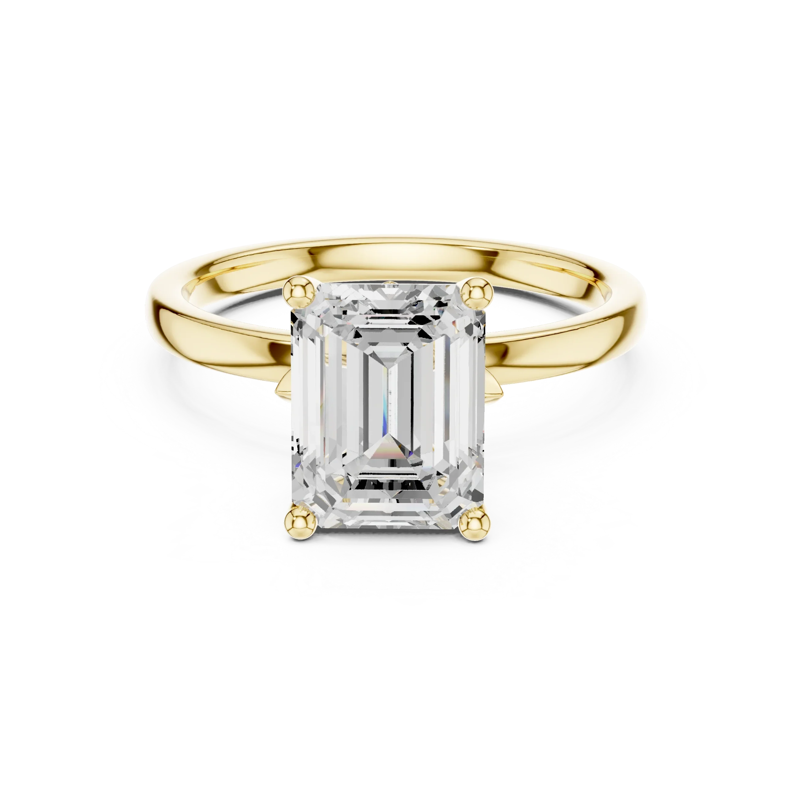 2.13 CT Emerald Cut Hidden Accent Tulip Solitaire Engagement  Ring in 14K Yellow Gold