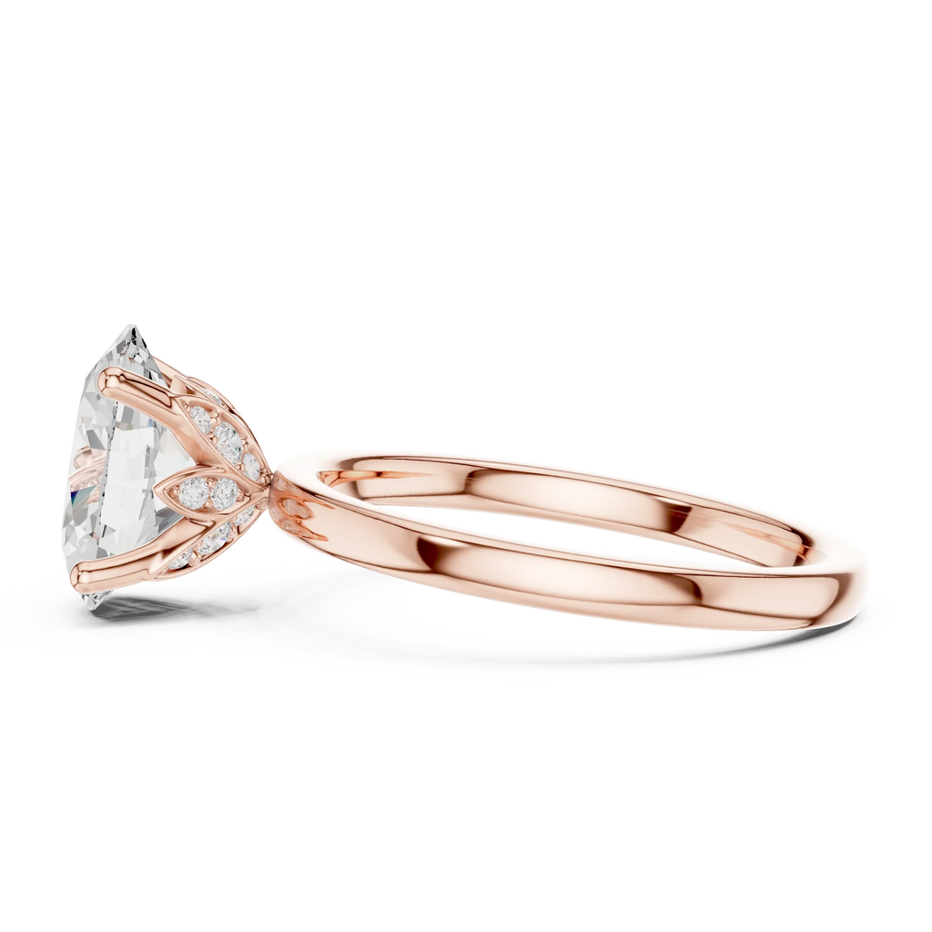 2.13 CT Oval Cut Hidden Accent Tulip Solitaire Engagement  Ring in 14K Yellow Gold