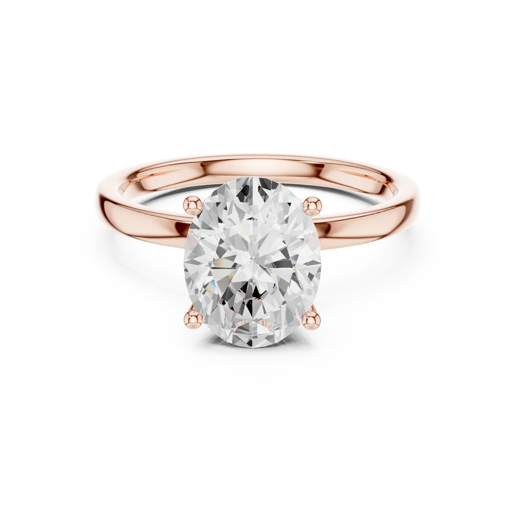 2.13 CT Oval Cut Hidden Accent Tulip Solitaire Engagement  Ring in 14K Yellow Gold