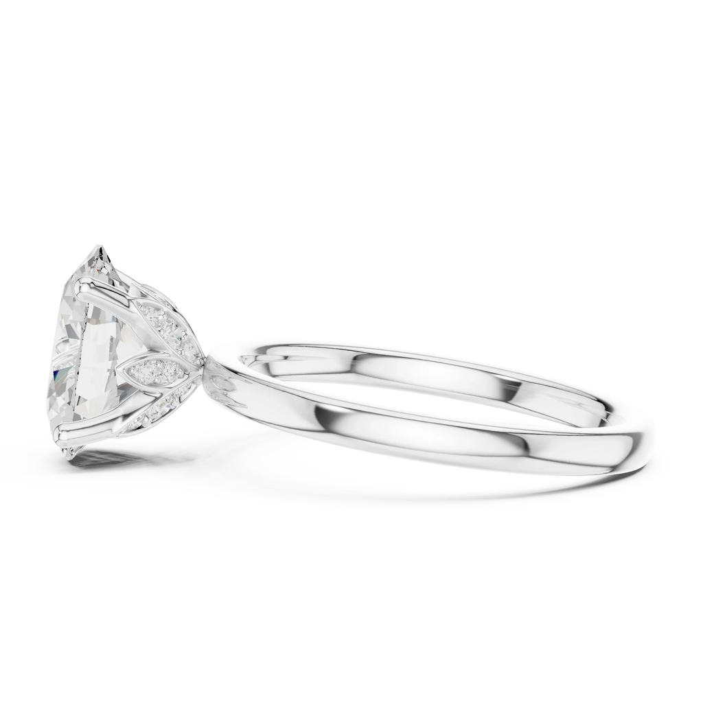 2.13 CT Oval Cut Hidden Accent Tulip Solitaire Engagement  Ring in 14K Yellow Gold