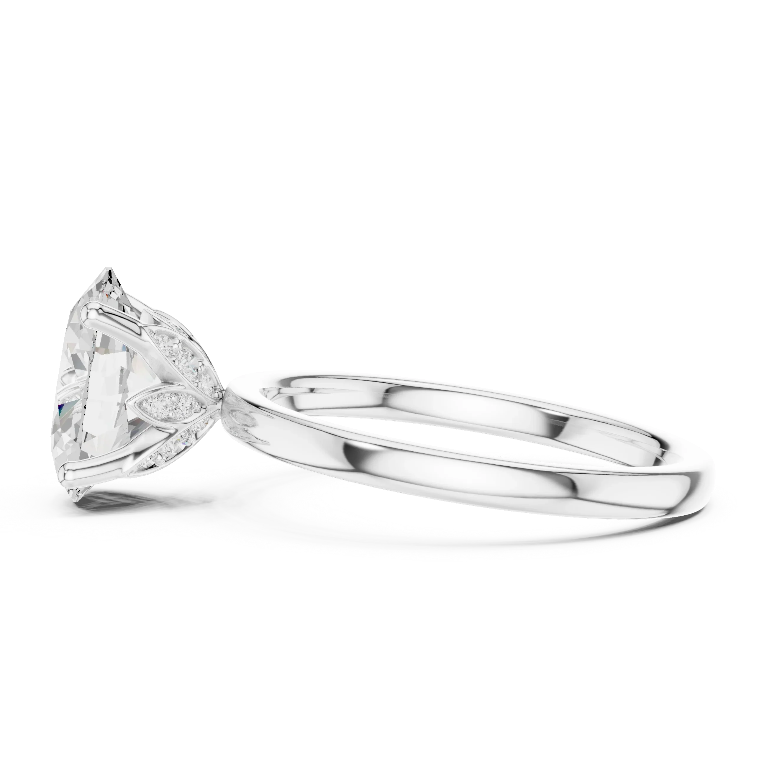 2.13 CT Oval Cut Hidden Accent Tulip Solitaire Engagement  Ring in 14K Yellow Gold
