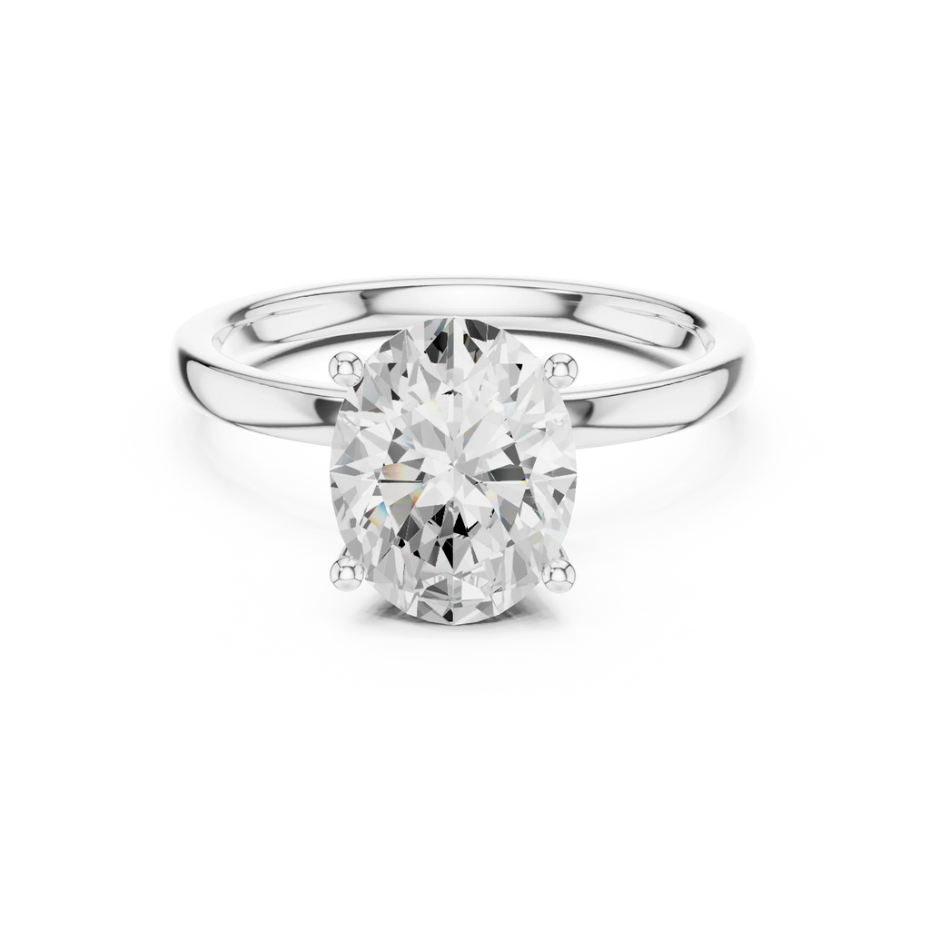 2.13 CT Oval Cut Hidden Accent Tulip Solitaire Engagement  Ring in 14K Yellow Gold