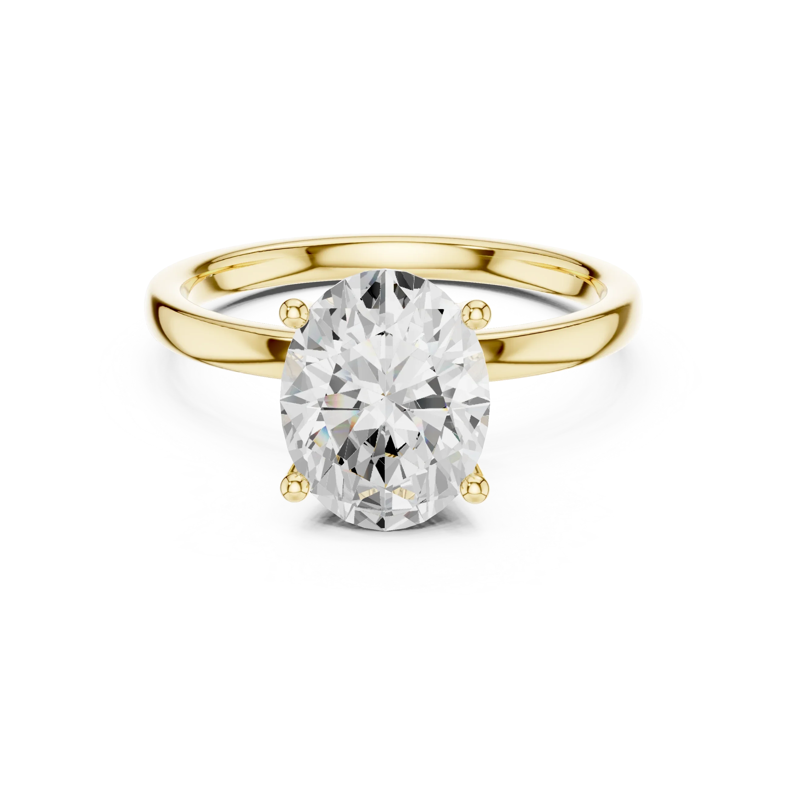 2.13 CT Oval Cut Hidden Accent Tulip Solitaire Engagement  Ring in 14K Yellow Gold