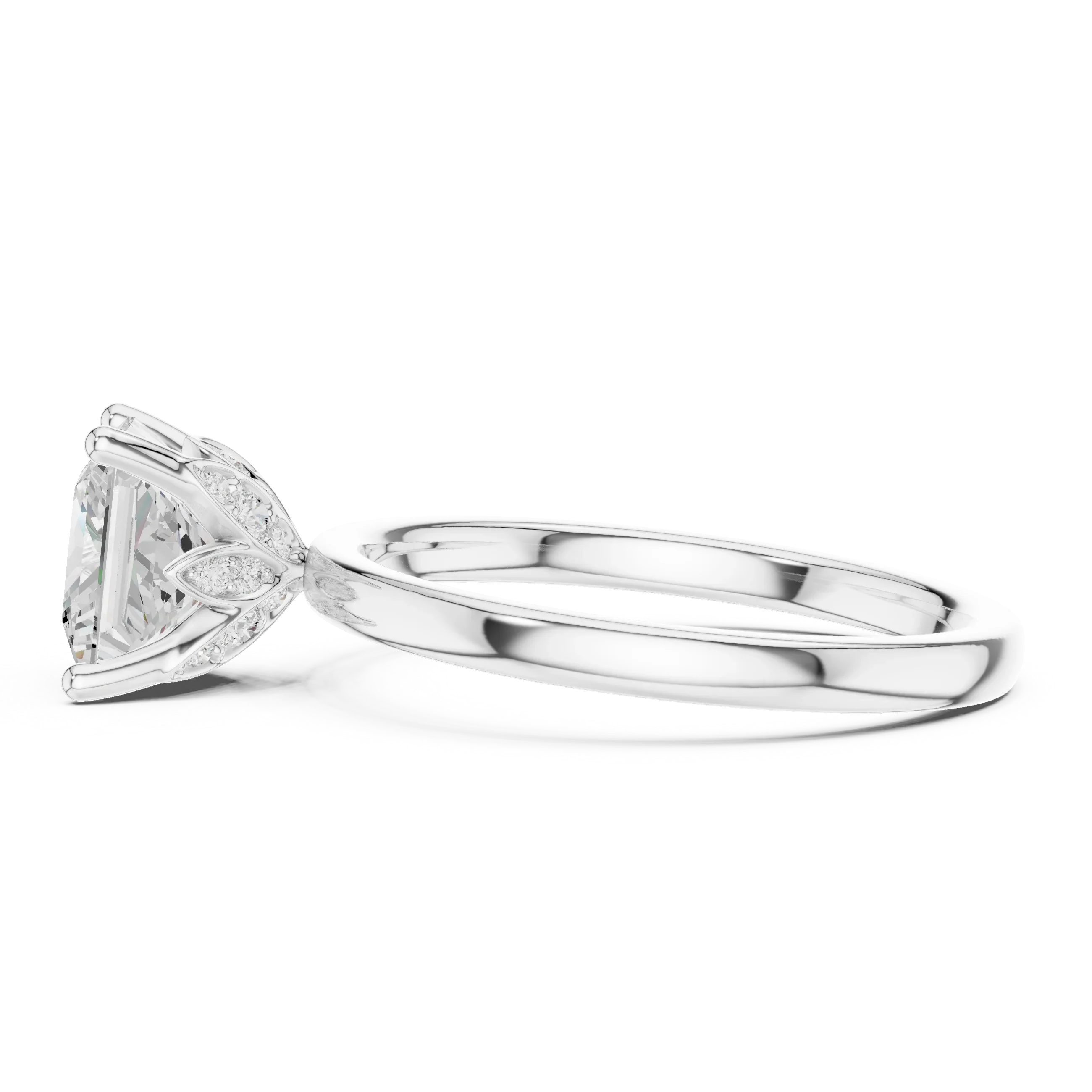2.13 CT Princess Cut Hidden Accent Tulip Solitaire Engagement  Ring in 14K Yellow Gold