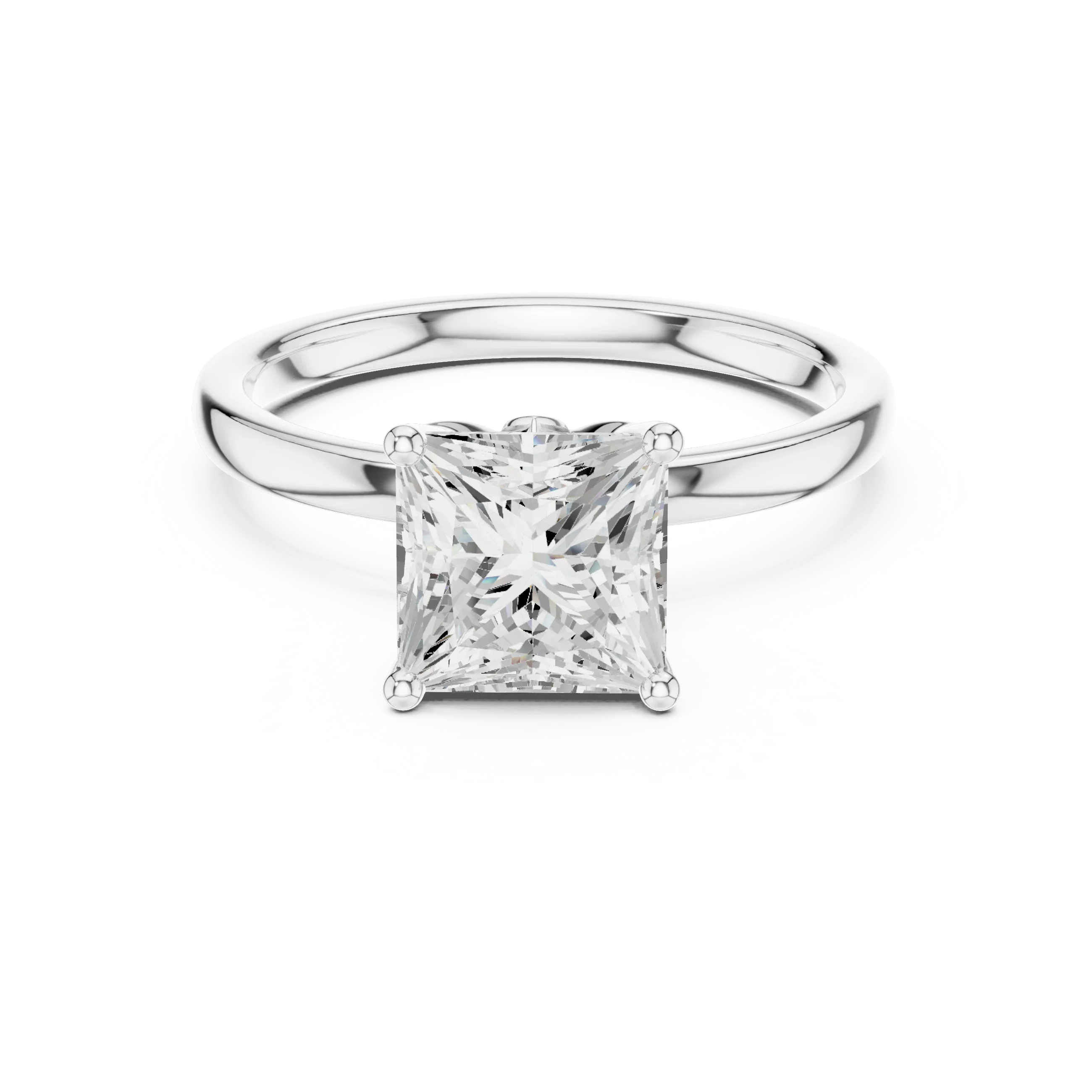 2.13 CT Princess Cut Hidden Accent Tulip Solitaire Engagement  Ring in 14K Yellow Gold