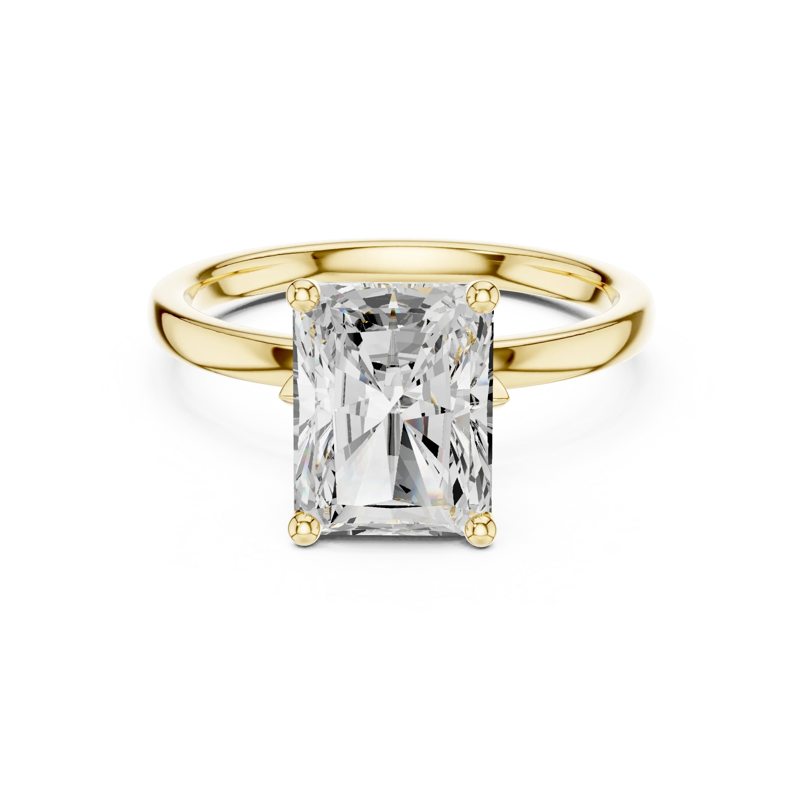 2.13 CT Radiant Cut Hidden Accent Tulip Solitaire Engagement  Ring in 14K Yellow Gold
