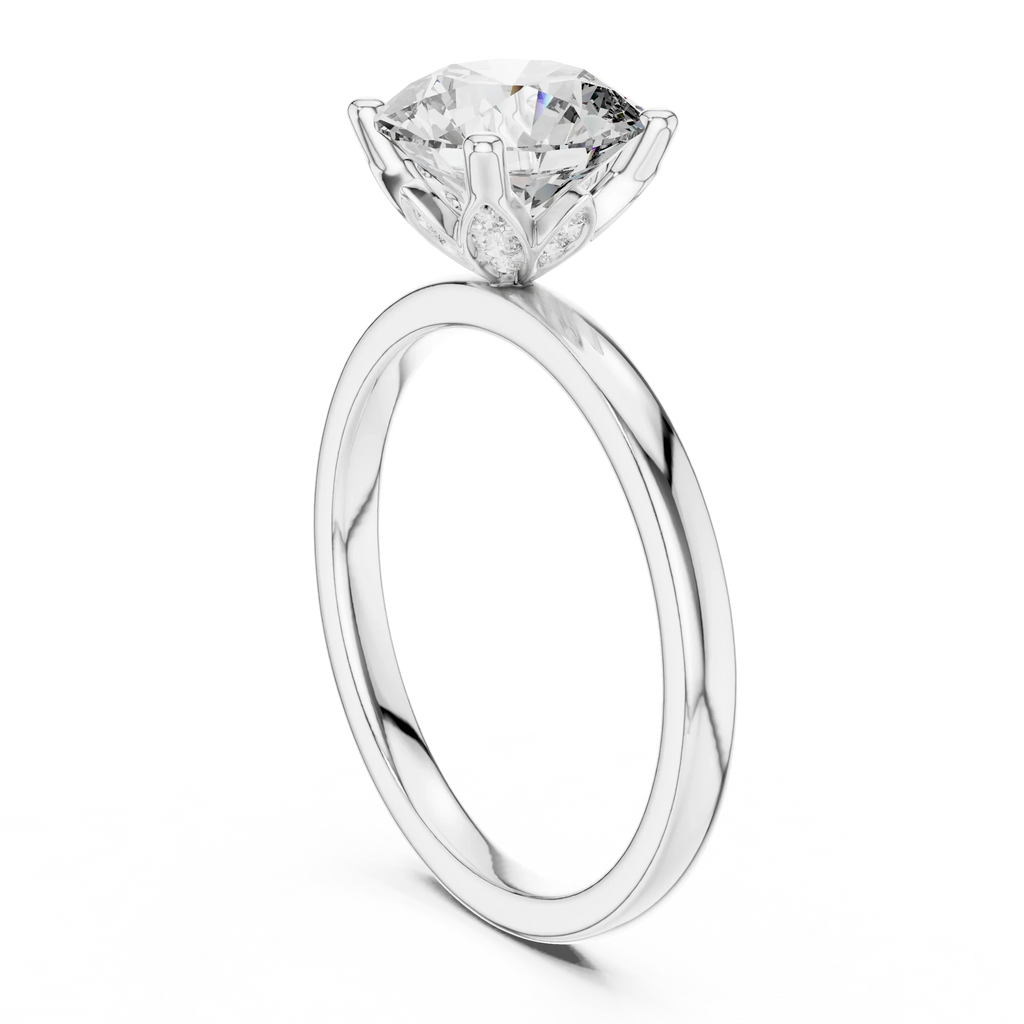 18K Gold Round Lab Grown Diamond Hidden Hollow Engagement Ring 2.14 CT