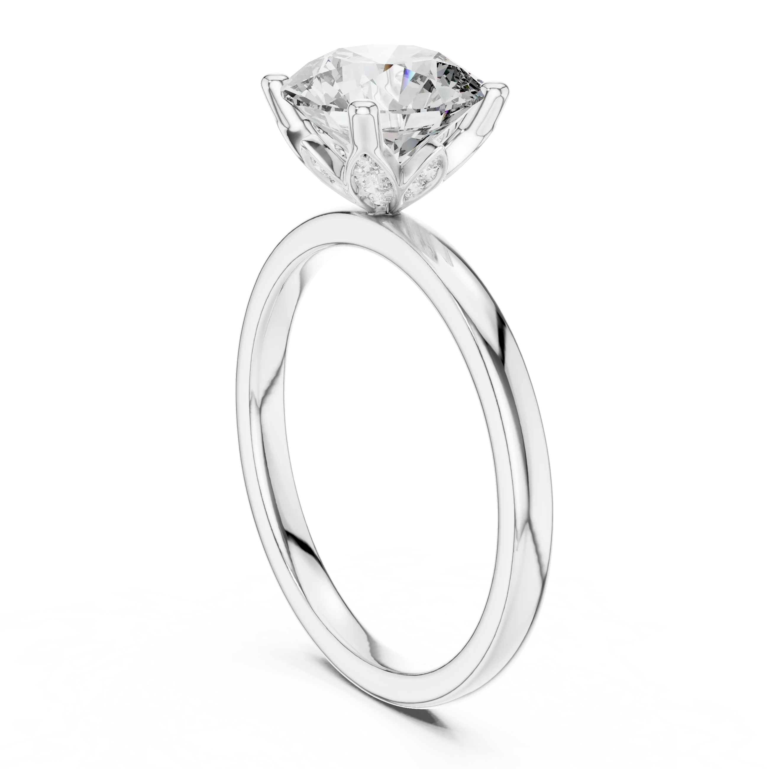 18K Gold Round Lab Grown Diamond Hidden Hollow Engagement Ring 2.14 CT