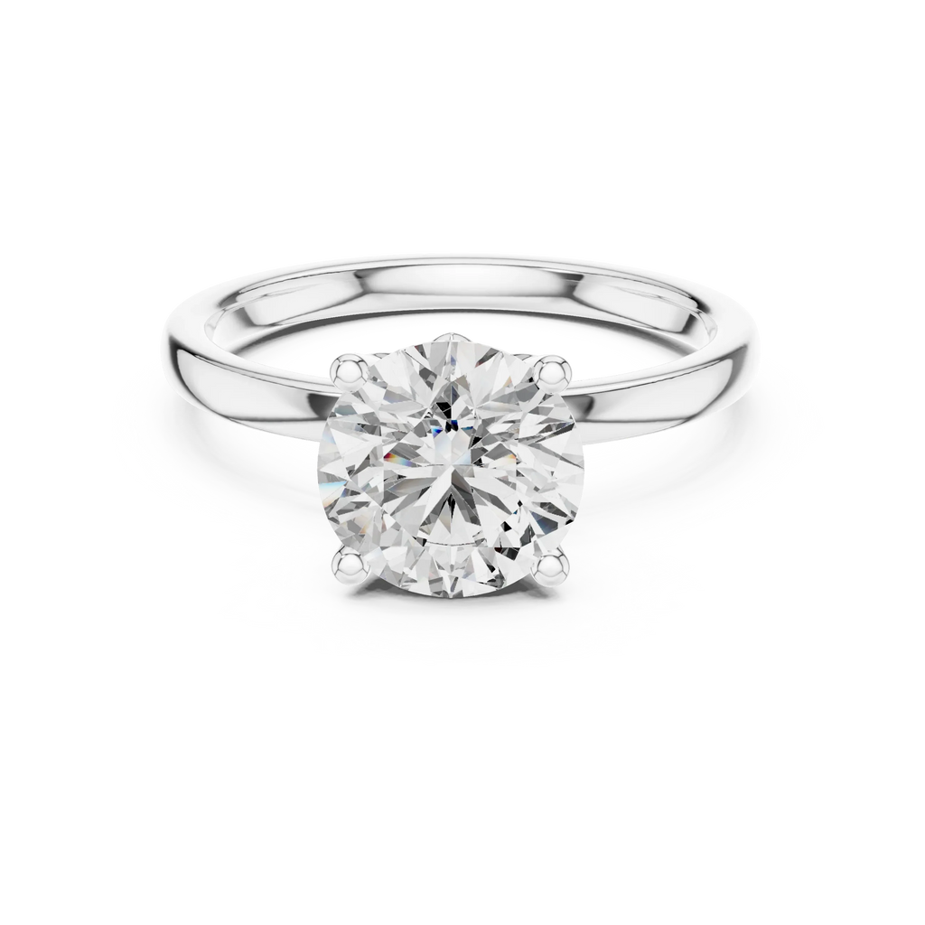 18K Gold Round Lab Grown Diamond Hidden Hollow Engagement Ring 2.14 CT