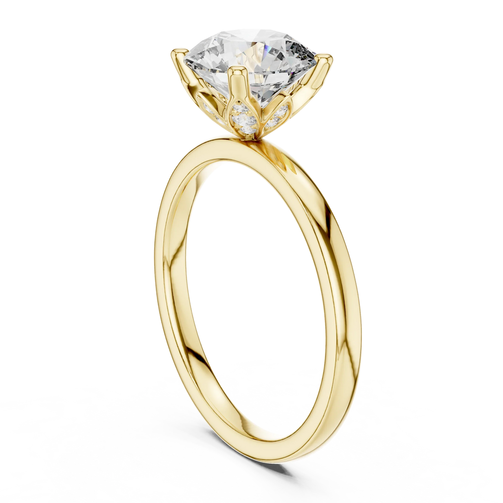 18K Gold Round Lab Grown Diamond Hidden Hollow Engagement Ring 2.14 CT